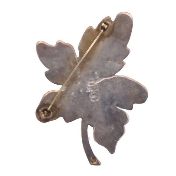 LARGE Vintage Abalone LEAF‎ BROOCH Pin signed Mexico 925 - Picture 4 of 6